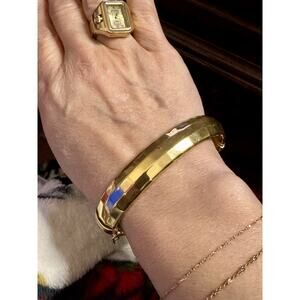 Romanza Italy 18k Gold Plated Hinged Bangle Bracelet Vintage Wide Statement
